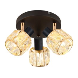 Dubai lampa sufitowa plafon czarny 3x40W E14 klosz różowy złoty kryszt transp