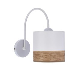 Bianco lampa kinkiet biały 1x40w e27 abażur biały+orzechowy