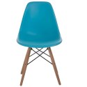 Krzesło P016W PP niebieskie, drewniane nogi