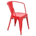 Krzesło Paris Arms czerwone inspirowane Tolix