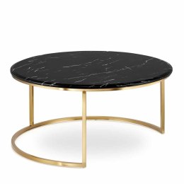 Argan duży okrągły stolik kawowy marmur styl glamour Czarno/biały Złoty