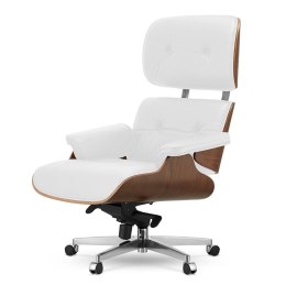 Fotel Biurowy Lucera XL inspirowany biała skóra Ciemny orzech Biały