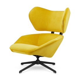 Fotel Bonucci velvet nowoczesny designerski obrotowy do salonu Żółty (SWAN-03) Czarny