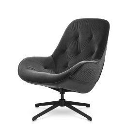 Fotel Colteno velvet obrotowy pikowany nowoczesny designerski do salonu PROMOCJA Ciemnoszary (SWAN-13)