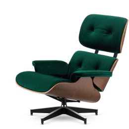 Fotel Lucera XL insp. Lounge Chair Velvet Butelkowy (SWAN-16) Ciemny orzech