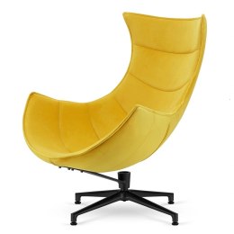 Fotel Nasto velvet obrotowy styl designerski Żółty (SWAN-03) Czarna