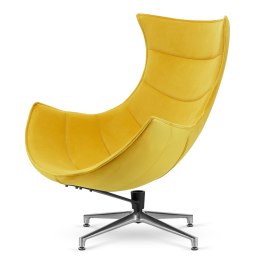 Fotel Nasto velvet obrotowy styl designerski Żółty (SWAN-03) Srebrna