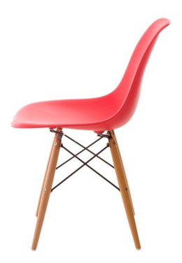 Krzesło P016W PP czerwone,drewniane nogi