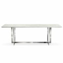 Stół MARBLE 220x100 biały marmur / noga srebrna