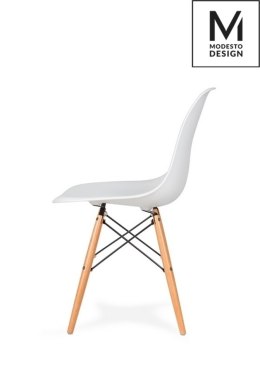 MODESTO krzesło DSW białe - podstawa bukowa