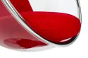 Fotel wiszący BUBBLE poduszka czerwona - korpus akryl, poduszka wełna