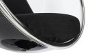 Fotel wiszący BUBBLE poduszka czarna - korpus akryl, poduszka wełna