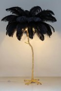 Lampa podłogowa TIFFANY 175 czarna mosiądz / naturalne pióra