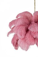 Lampa wisząca TIFFANY 135 różowa mosiądz / naturalne pióra