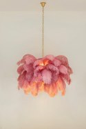 Lampa wisząca TIFFANY 135 różowa mosiądz / naturalne pióra