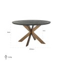 RICHMOND stół jadalniany BLACKBONE BRASS - 140, fornir dębowy, mosiądz, metal
