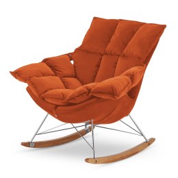 Fotel Bianco bujany na płozach nowoczesny velvet wypoczynkowy Pomarańczowy (SWAN-05)