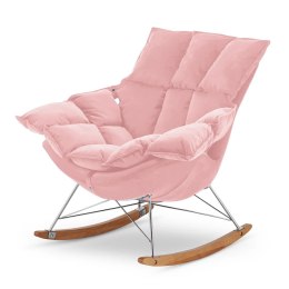 Fotel Bianco bujany na płozach nowoczesny velvet wypoczynkowy Pudrowy róż (SWAN-40)