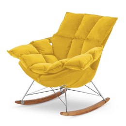 Fotel Bianco bujany na płozach nowoczesny velvet wypoczynkowy Żółty (SWAN-03)