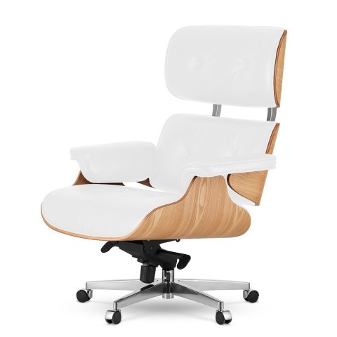 Fotel Biurowy Lucera XL inspirowany biała skóra Jasny dąb Biały
