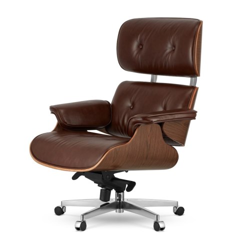 Fotel Biurowy Lucera XL inspirowany brązowa skóra Ciemny orzech