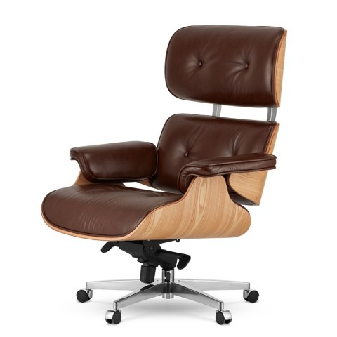Fotel Biurowy Lucera XL inspirowany brązowa skóra Jasny dąb