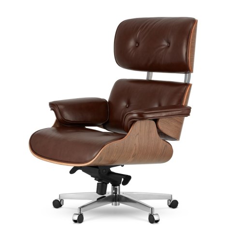 Fotel Biurowy Lucera XL inspirowany brązowa skóra Jasny orzech