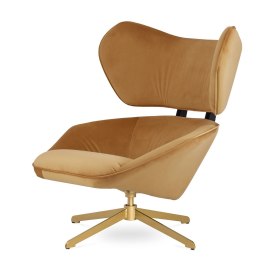 Fotel Bonucci velvet nowoczesny designerski obrotowy do salonu Miodowy (5187-24) Złoty