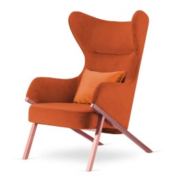 Fotel Classy styl glamour wygodny elegancki uszak do salonu Różowe złoto Fotel pomarańczowy (SWAN-05) / poducha pomarańczowa bły