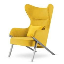 Fotel Classy styl glamour wygodny elegancki uszak do salonu Srebrna Fotel żółty (SWAN-03) / poducha złota błyszcząca (5051-18)