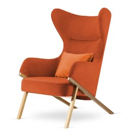 Fotel Classy styl glamour wygodny elegancki uszak do salonu Złota Fotel pomarańczowy (SWAN-05) / poducha pomarańczowa błyszcząca