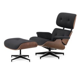 Fotel Lucera XL z podnóżkiem insp. Lounge Chair Velvet Ciemnoszary (SWAN-13) Ciemny orzech