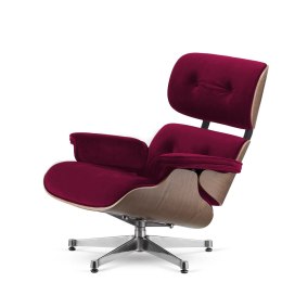Fotel Lucera insp. Lounge Chair Velvet Bordowy (SWAN-14) Jasny orzech Chromowana