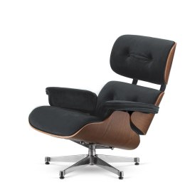 Fotel Lucera insp. Lounge Chair Velvet Ciemnoszary (SWAN-13) Ciemny orzech Chromowana