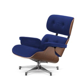 Fotel Lucera insp. Lounge Chair Velvet Granatowy (SWAN-08) Ciemny orzech Chromowana