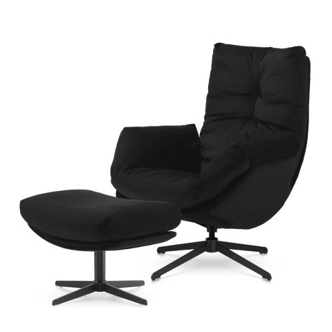 Fotel Mikeli z podnóżkiem Czarny (modal-23) Czarna