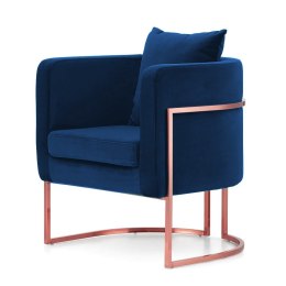 Fotel Miriam Velvet nowoczesny do salonu styl glamour Granatowy (SWAN-08) Różowe złoto