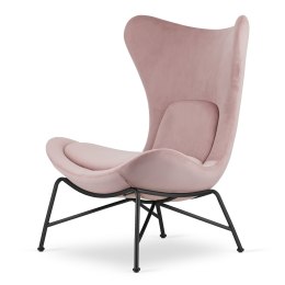 Fotel Varde velvet industrialny nowoczesny modny Pudrowy róż (5187-32) Czarna