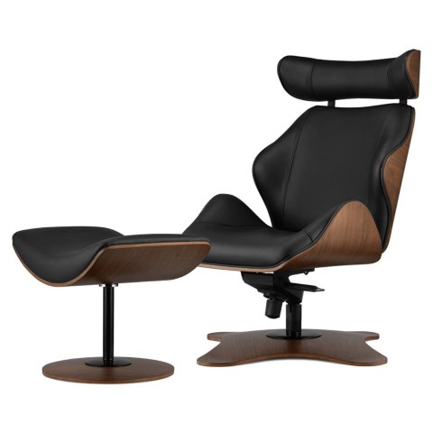 Fotel Viterno z podnóżkiem Lounge Chair obrotowy z regulacją odchylenia Czarny