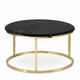 Argan mały okrągły stolik kawowy marmur styl glamour Czarno/biały Złoty
