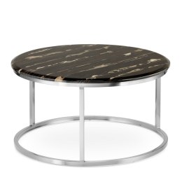Argan mały okrągły stolik kawowy marmur styl glamour Czarny Chrom