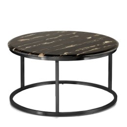 Argan mały okrągły stolik kawowy marmur styl glamour Czarny Czarny