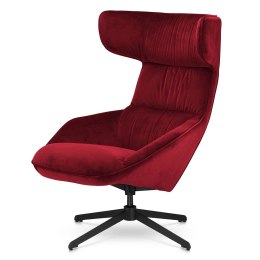Fotel Atero velvet nowoczesny obrotowy uszak Czerwony (5187-37) Czarny