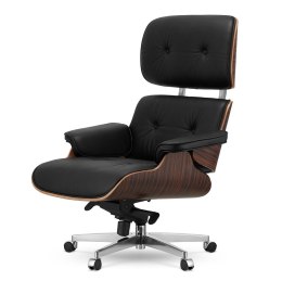 Fotel Biurowy Lucera XL inspirowany czarna skóra Ebony Czarny