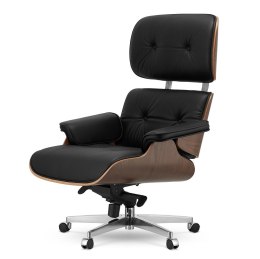 Fotel Biurowy Lucera XL inspirowany czarna skóra Jasny orzech Czarny