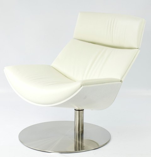 Fotel Bolzano Lounge Chair skóra naturalna obrotowy do salonu Biały Biały