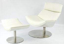 Fotel Bolzano Lounge Chair z podnóżkiem Biały Biały