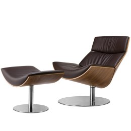 Fotel Bolzano Lounge Chair z podnóżkiem Jasny orzech Brązowy