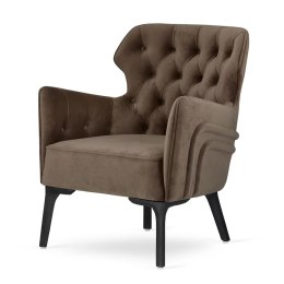 Fotel Chester velvet klasyczny pikowany fotel do salonu i gabinetu styl glamour Kawa z mlekiem (5187-4)