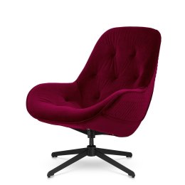 Fotel Colteno velvet obrotowy pikowany nowoczesny designerski do salonu Bordowy (SWAN-14)